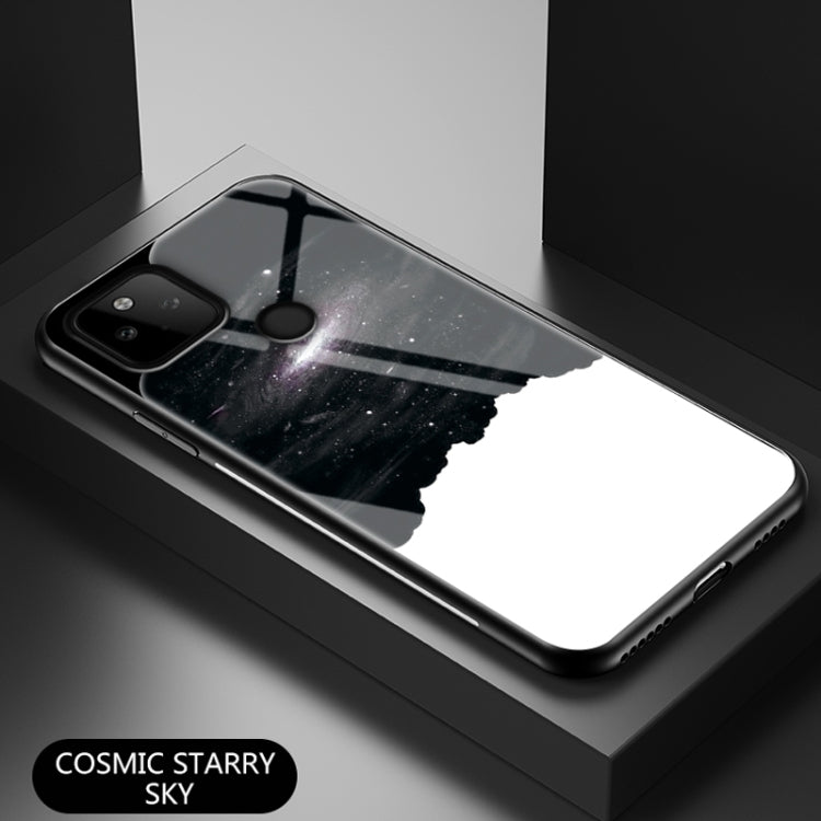 For Google Pixel 5a 5G Starry Sky Painted Tempered Glass TPU Shockproof Protective Case