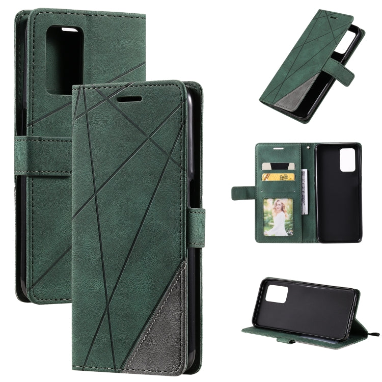 For OPPO Realme V13 5G Skin Feel Splicing Horizontal Flip Leather Case with Holder & Card Slots & Wallet & Photo Frame