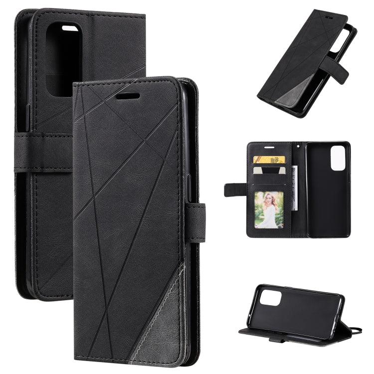 For OPPO Reno5 5G Skin Feel Splicing Horizontal Flip Leather Case with Holder & Card Slots & Wallet & Photo Frame