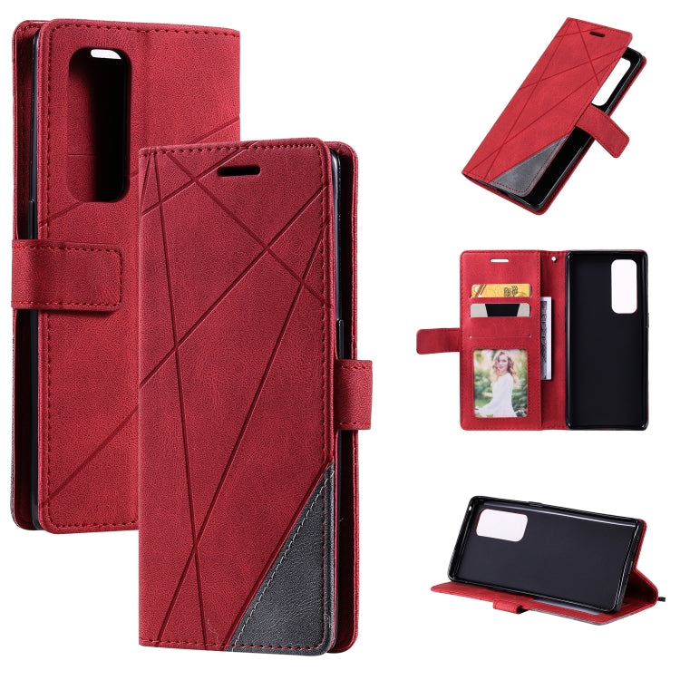 For OPPO Reno5 Pro+ 5G Skin Feel Splicing Horizontal Flip Leather Case with Holder & Card Slots & Wallet & Photo Frame