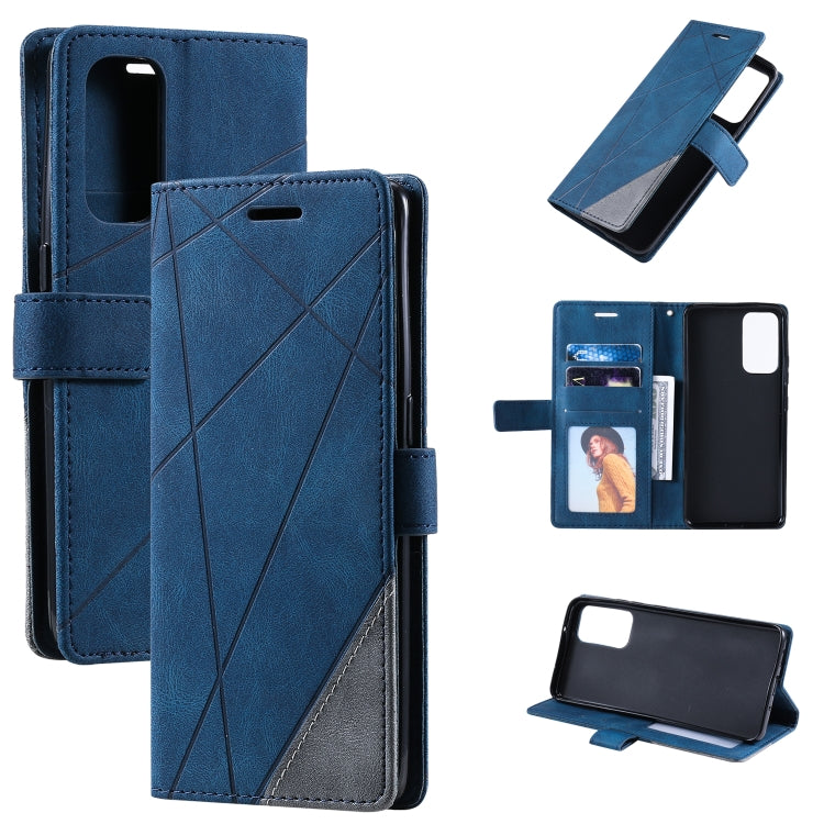 For OPPO Reno6 5G Skin Feel Splicing Horizontal Flip Leather Case with Holder & Card Slots & Wallet & Photo Frame