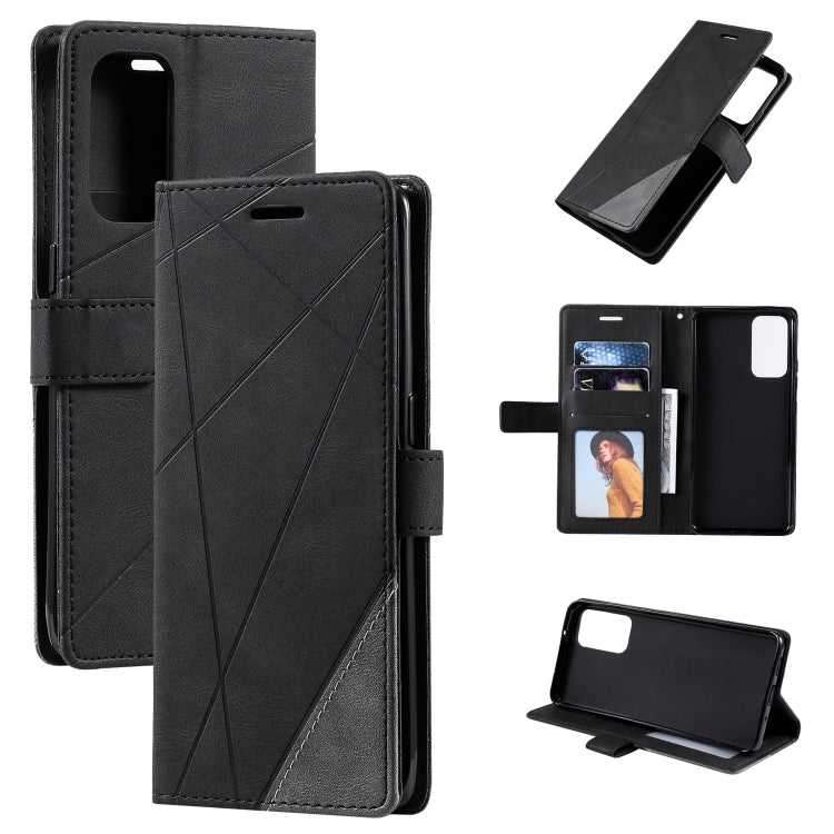 For OPPO Reno6 5G Skin Feel Splicing Horizontal Flip Leather Case with Holder & Card Slots & Wallet & Photo Frame