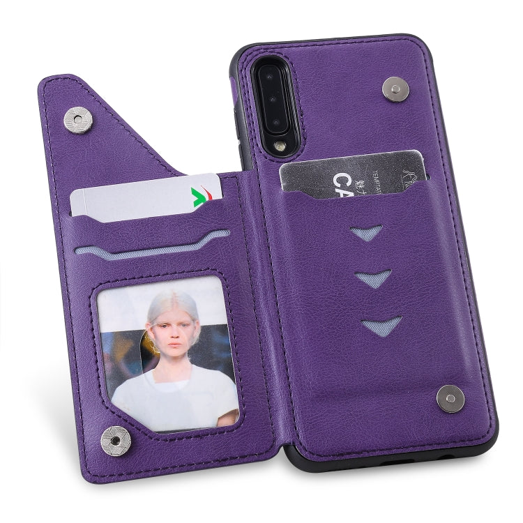 For Galaxy A50 Solid Color Double Buckle Zipper Shockproof Protective Case