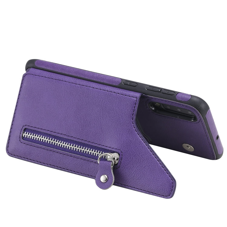 For Galaxy A50 Solid Color Double Buckle Zipper Shockproof Protective Case