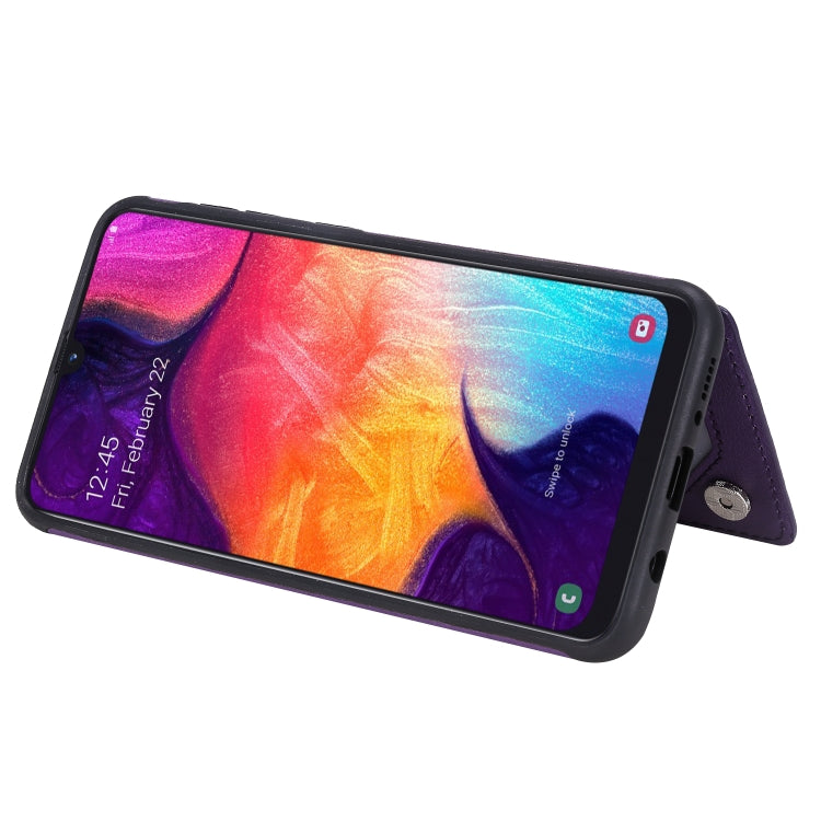 For Galaxy A50 Solid Color Double Buckle Zipper Shockproof Protective Case