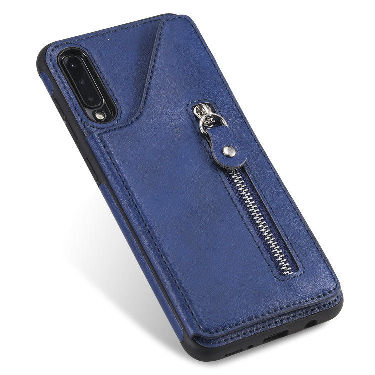 For Galaxy A50 Solid Color Double Buckle Zipper Shockproof Protective Case