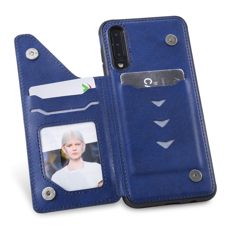 For Galaxy A50 Solid Color Double Buckle Zipper Shockproof Protective Case