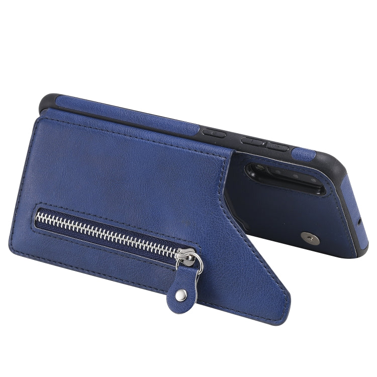 For Galaxy A50 Solid Color Double Buckle Zipper Shockproof Protective Case