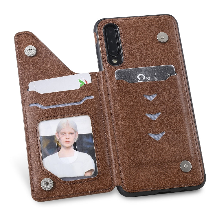 For Galaxy A50 Solid Color Double Buckle Zipper Shockproof Protective Case