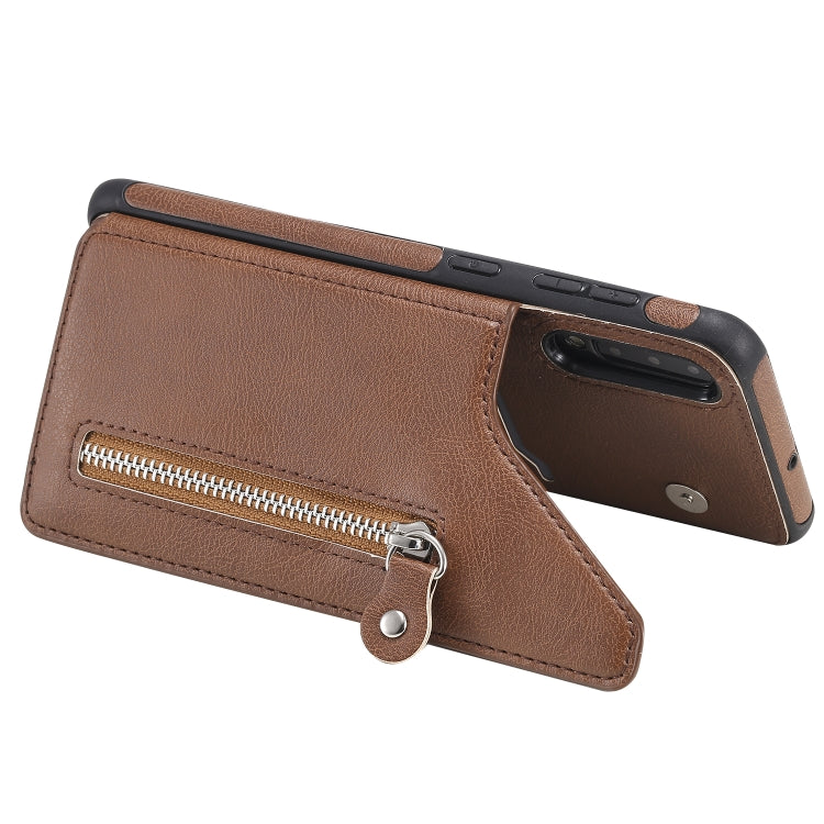 For Galaxy A50 Solid Color Double Buckle Zipper Shockproof Protective Case