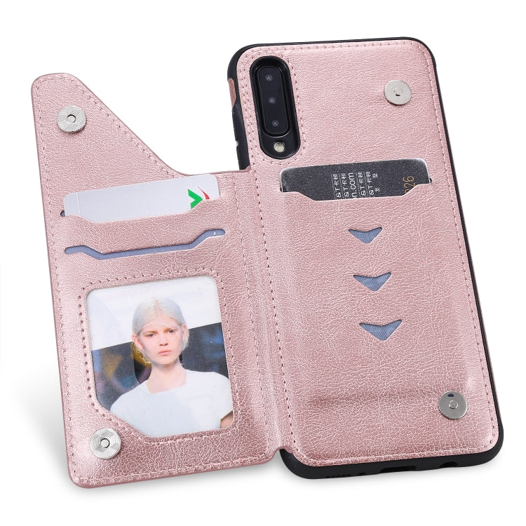 For Galaxy A50 Solid Color Double Buckle Zipper Shockproof Protective Case