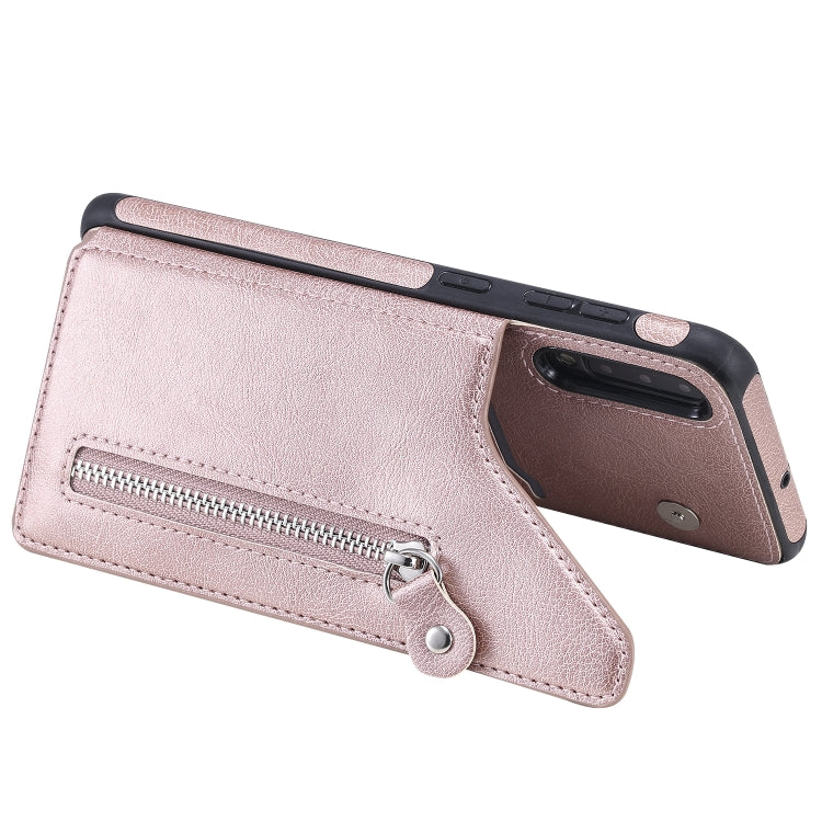 For Galaxy A50 Solid Color Double Buckle Zipper Shockproof Protective Case