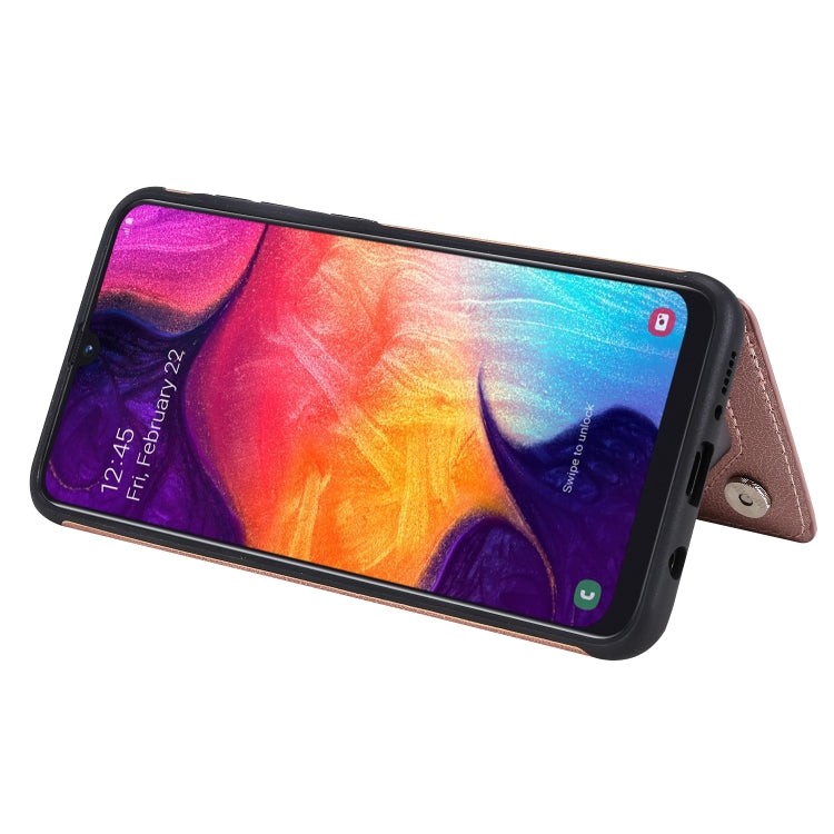 For Galaxy A50 Solid Color Double Buckle Zipper Shockproof Protective Case
