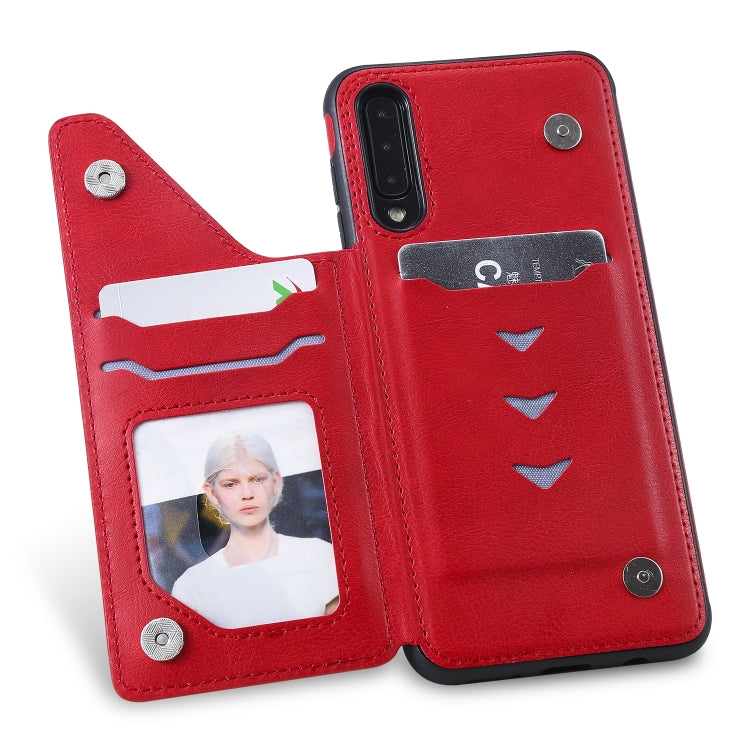 For Galaxy A50 Solid Color Double Buckle Zipper Shockproof Protective Case