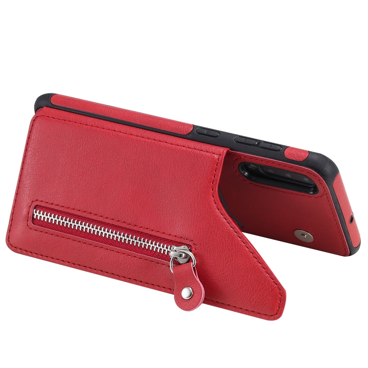 For Galaxy A50 Solid Color Double Buckle Zipper Shockproof Protective Case