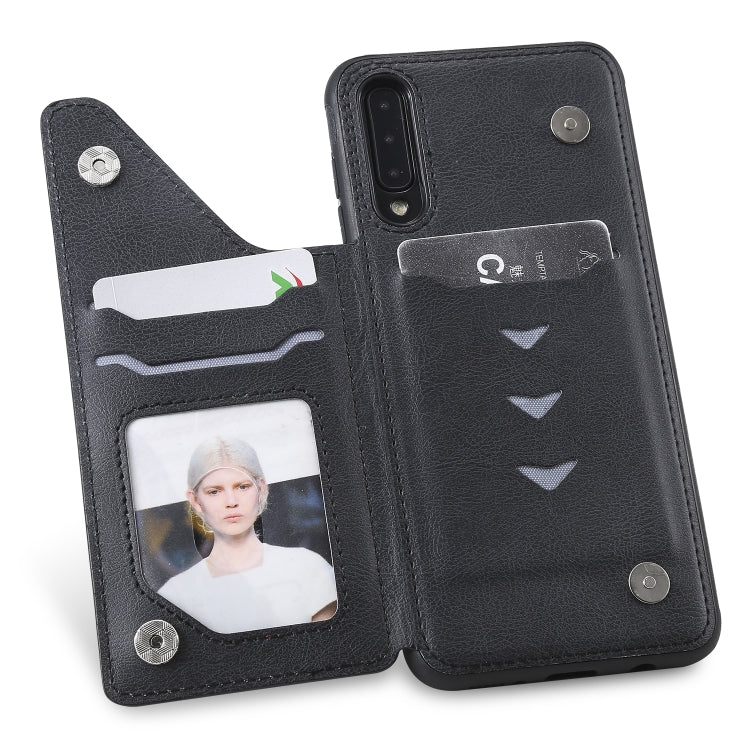 For Galaxy A50 Solid Color Double Buckle Zipper Shockproof Protective Case
