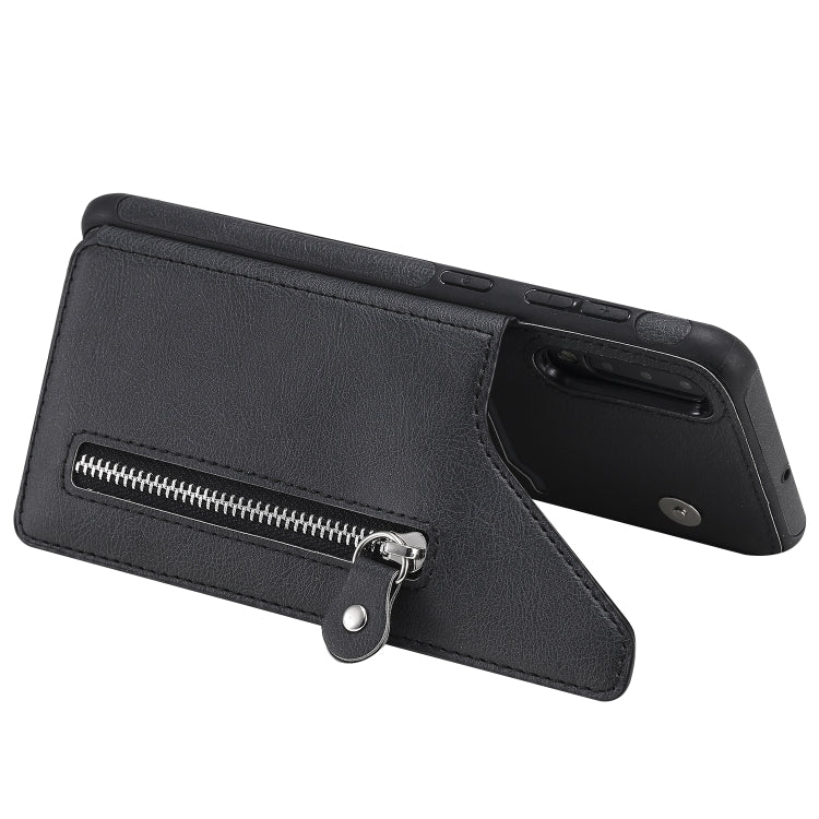 For Galaxy A50 Solid Color Double Buckle Zipper Shockproof Protective Case
