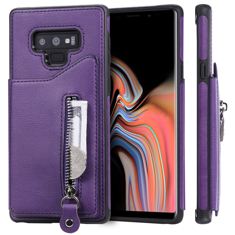For Galaxy Note9 Solid Color Double Buckle Zipper Shockproof Protective Case