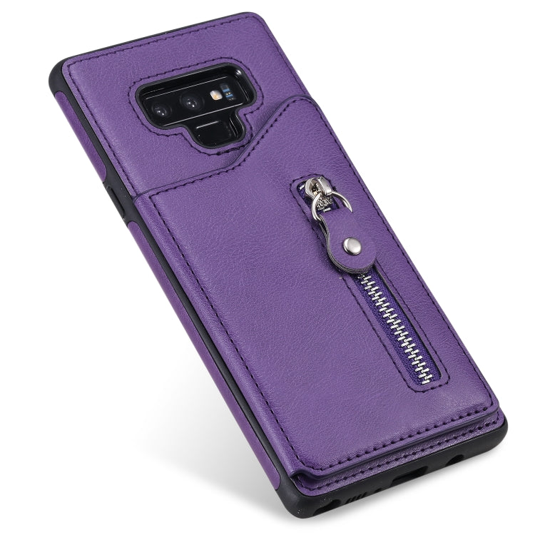 For Galaxy Note9 Solid Color Double Buckle Zipper Shockproof Protective Case