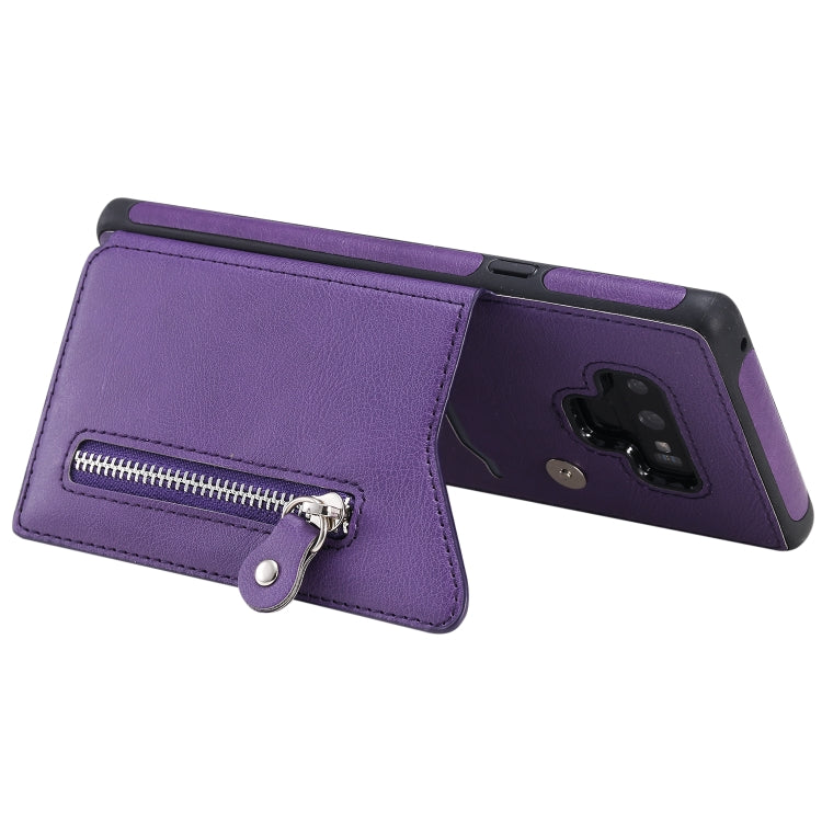 For Galaxy Note9 Solid Color Double Buckle Zipper Shockproof Protective Case
