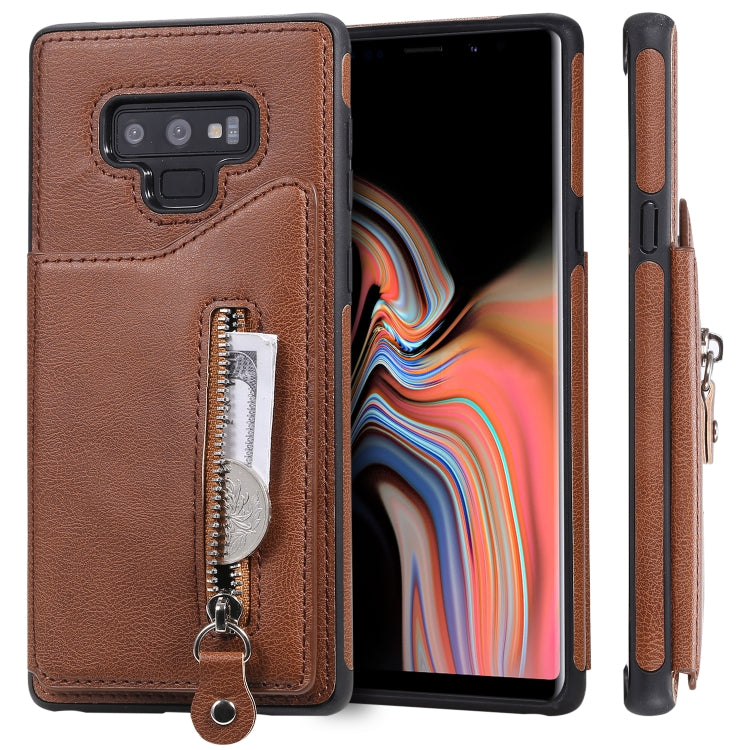 For Galaxy Note9 Solid Color Double Buckle Zipper Shockproof Protective Case