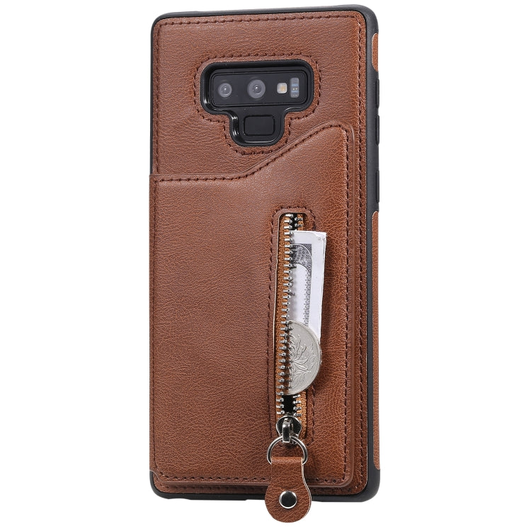 For Galaxy Note9 Solid Color Double Buckle Zipper Shockproof Protective Case