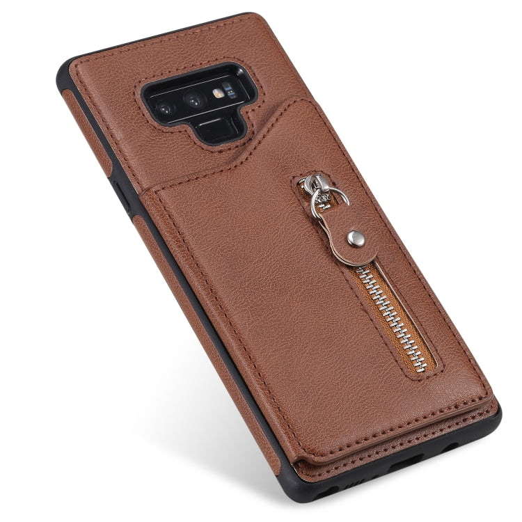 For Galaxy Note9 Solid Color Double Buckle Zipper Shockproof Protective Case