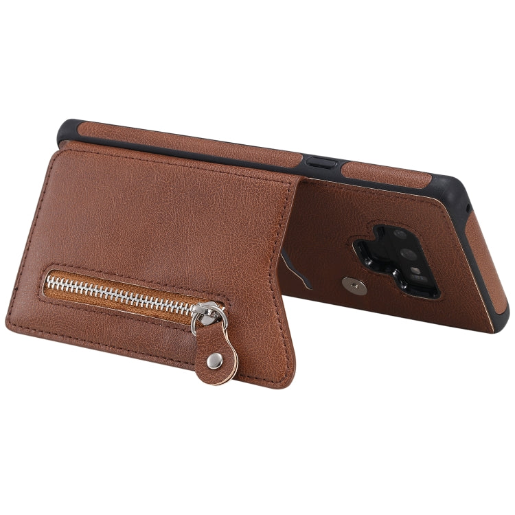 For Galaxy Note9 Solid Color Double Buckle Zipper Shockproof Protective Case