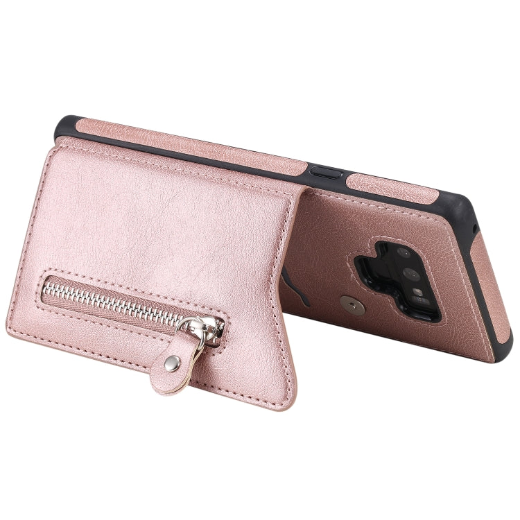 For Galaxy Note9 Solid Color Double Buckle Zipper Shockproof Protective Case
