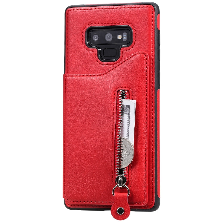 For Galaxy Note9 Solid Color Double Buckle Zipper Shockproof Protective Case