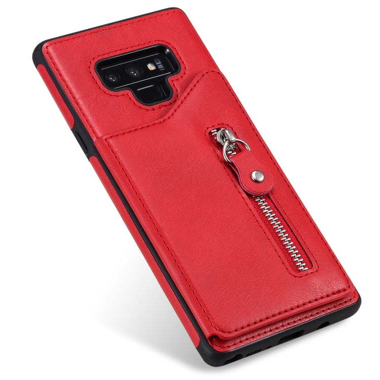 For Galaxy Note9 Solid Color Double Buckle Zipper Shockproof Protective Case