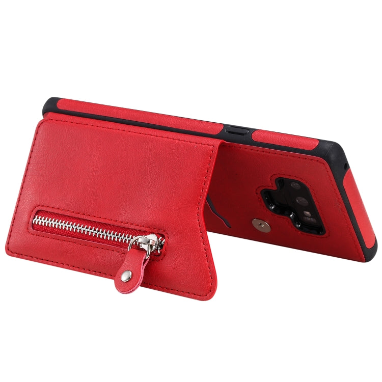 For Galaxy Note9 Solid Color Double Buckle Zipper Shockproof Protective Case