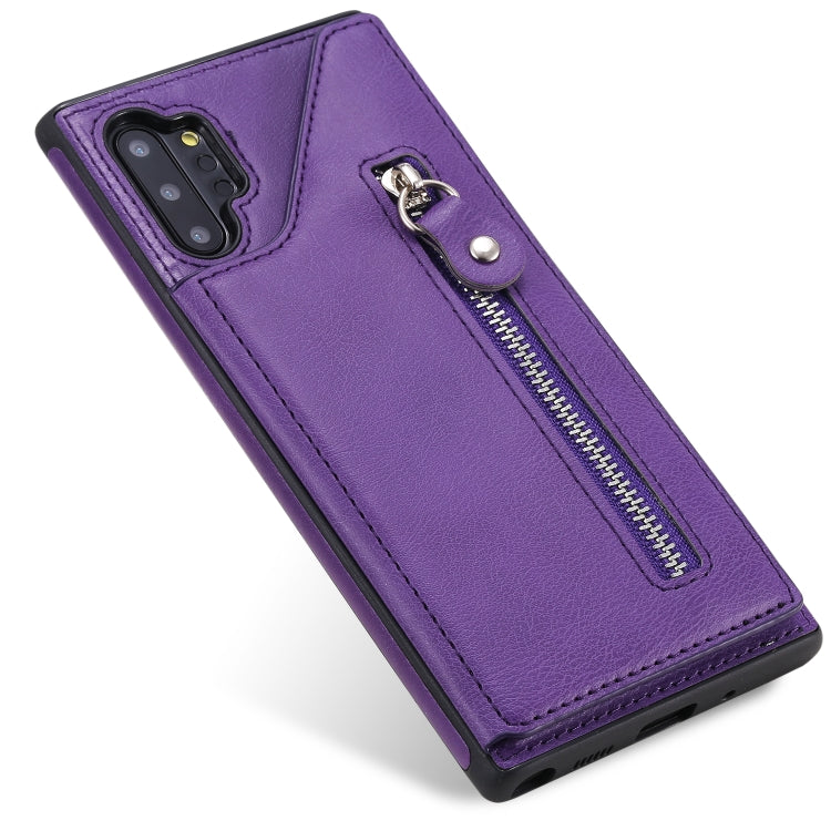 For Galaxy Note 10 Plus Solid Color Double Buckle Zipper Shockproof Protective Case