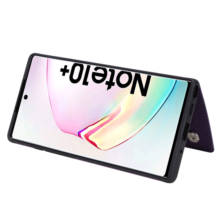 For Galaxy Note 10 Plus Solid Color Double Buckle Zipper Shockproof Protective Case