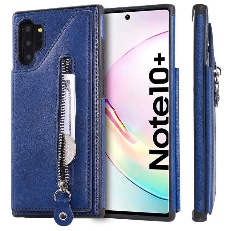 For Galaxy Note 10 Plus Solid Color Double Buckle Zipper Shockproof Protective Case