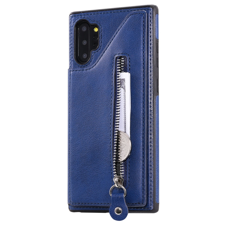 For Galaxy Note 10 Plus Solid Color Double Buckle Zipper Shockproof Protective Case