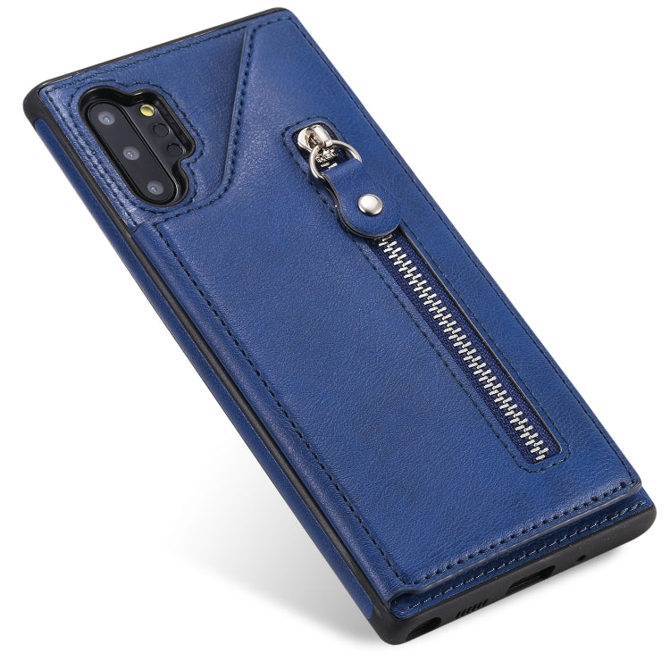 For Galaxy Note 10 Plus Solid Color Double Buckle Zipper Shockproof Protective Case