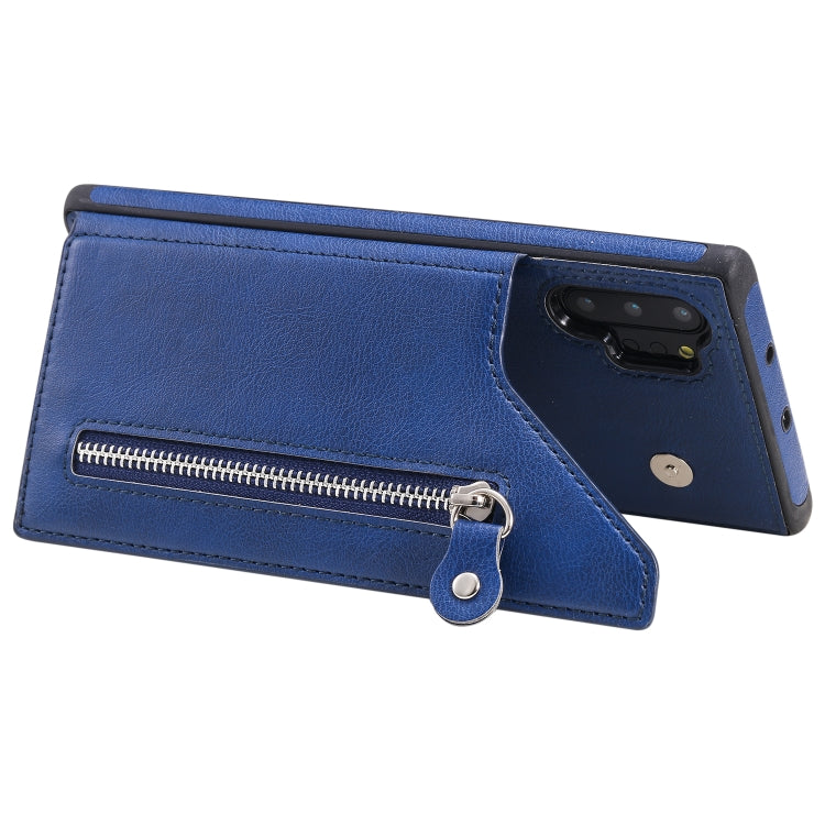 For Galaxy Note 10 Plus Solid Color Double Buckle Zipper Shockproof Protective Case