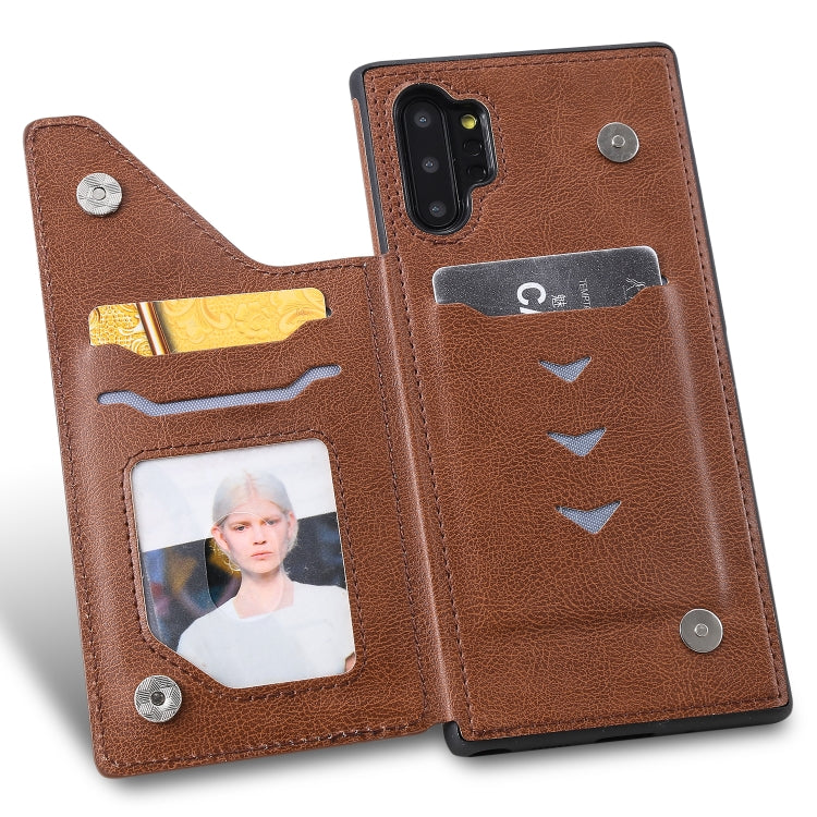 For Galaxy Note 10 Plus Solid Color Double Buckle Zipper Shockproof Protective Case