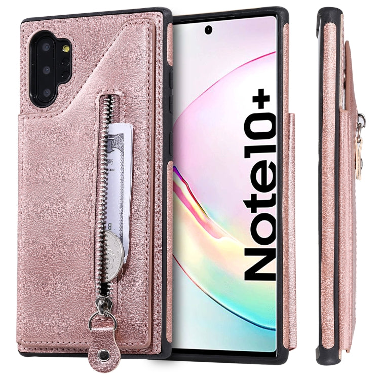 For Galaxy Note 10 Plus Solid Color Double Buckle Zipper Shockproof Protective Case