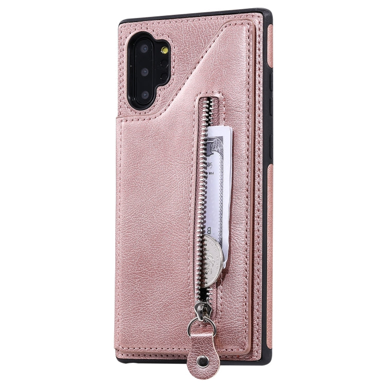 For Galaxy Note 10 Plus Solid Color Double Buckle Zipper Shockproof Protective Case