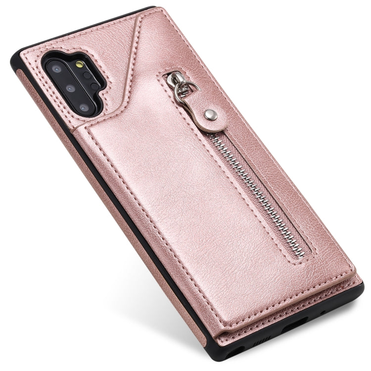 For Galaxy Note 10 Plus Solid Color Double Buckle Zipper Shockproof Protective Case