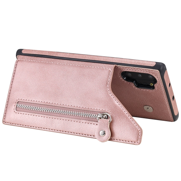 For Galaxy Note 10 Plus Solid Color Double Buckle Zipper Shockproof Protective Case