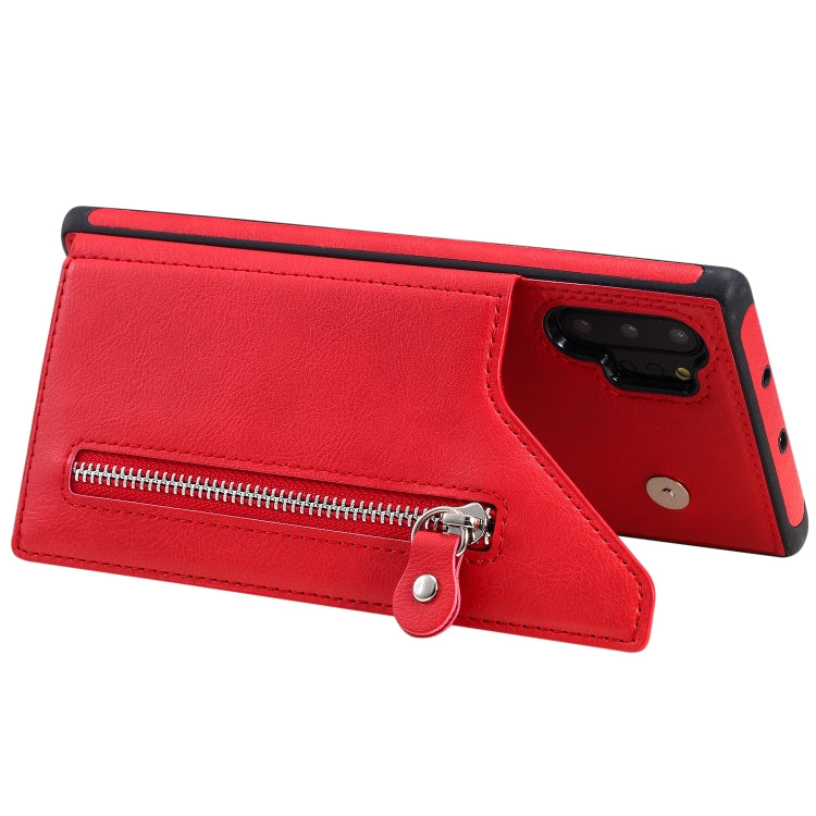 For Galaxy Note 10 Plus Solid Color Double Buckle Zipper Shockproof Protective Case