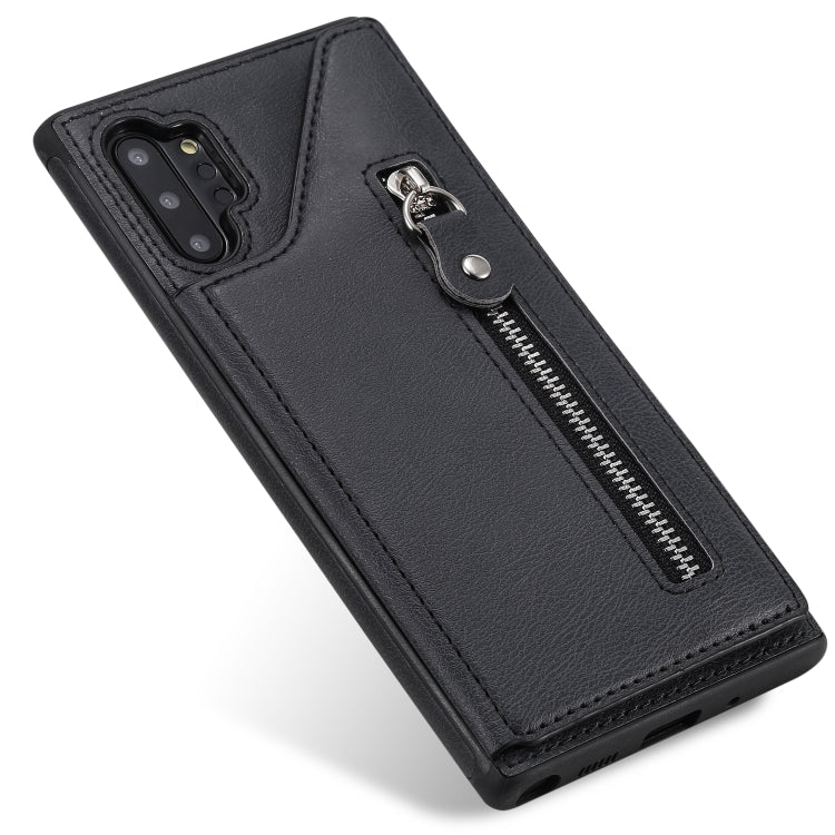 For Galaxy Note 10 Plus Solid Color Double Buckle Zipper Shockproof Protective Case