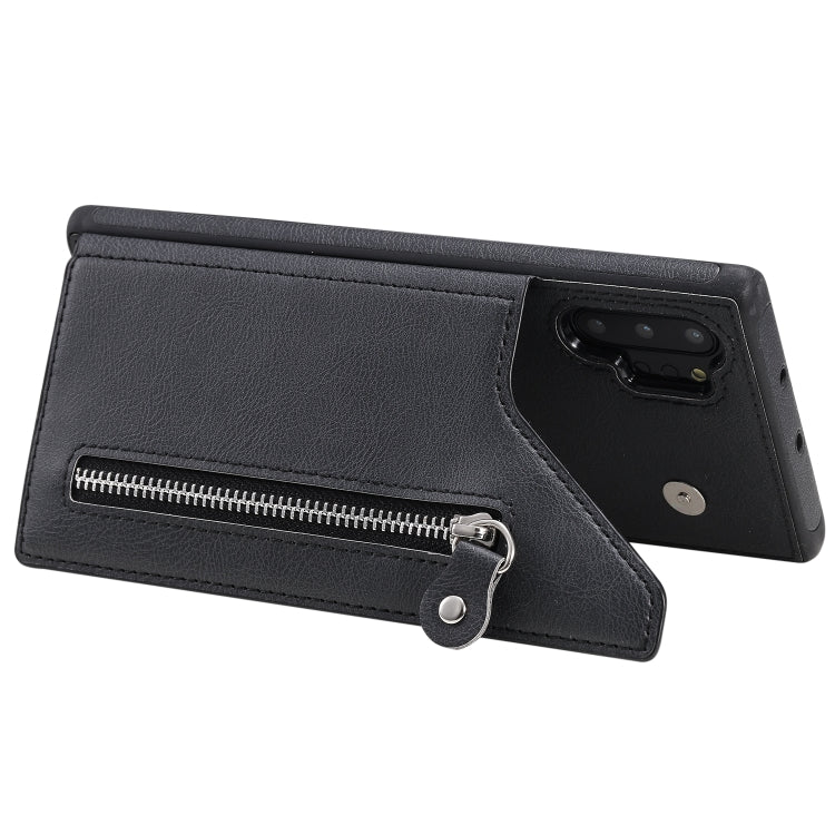 For Galaxy Note 10 Plus Solid Color Double Buckle Zipper Shockproof Protective Case