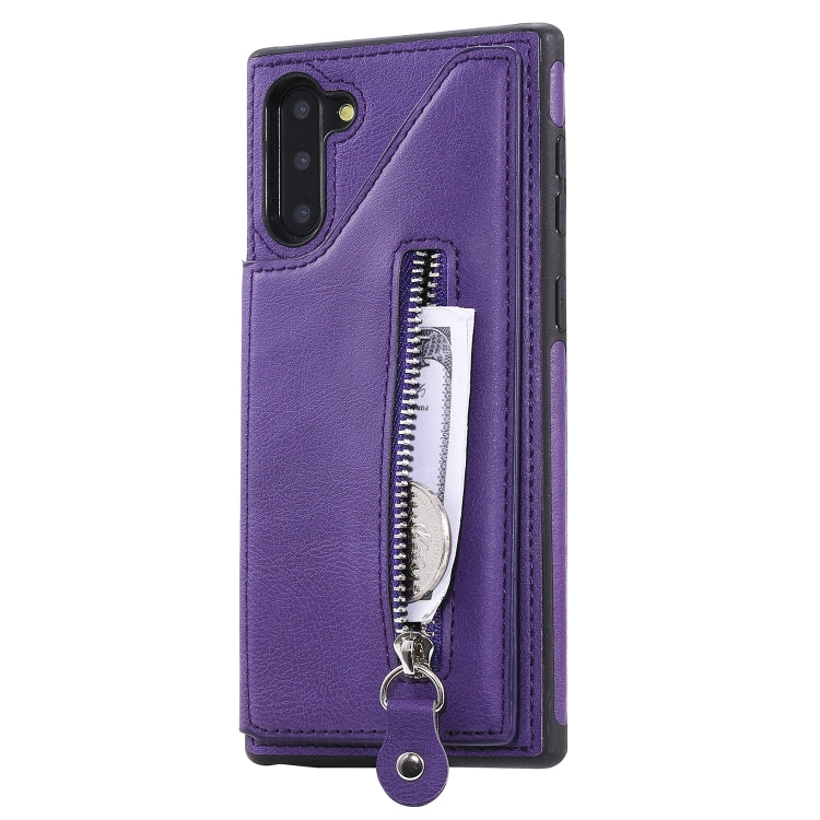 For Galaxy Note 10 Solid Color Double Buckle Zipper Shockproof Protective Case