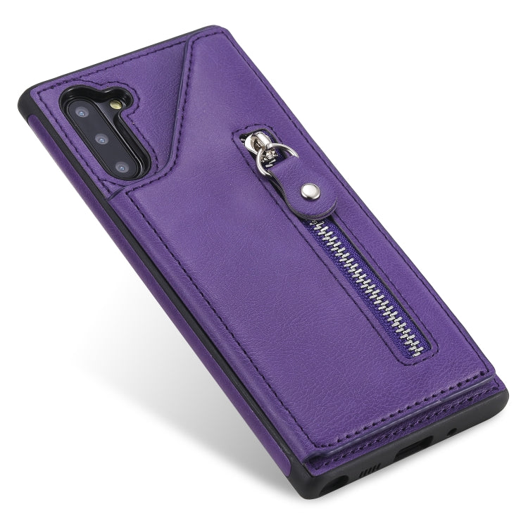 For Galaxy Note 10 Solid Color Double Buckle Zipper Shockproof Protective Case