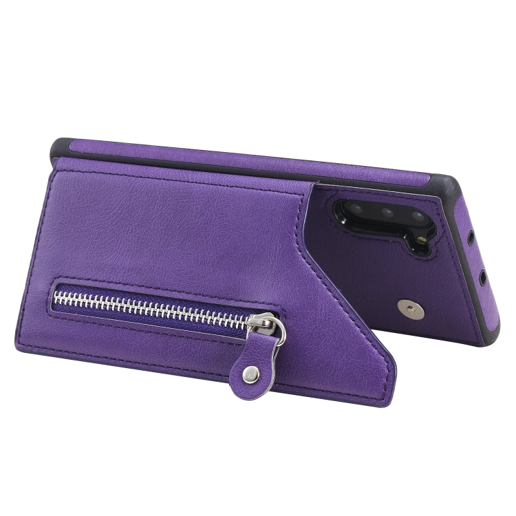 For Galaxy Note 10 Solid Color Double Buckle Zipper Shockproof Protective Case