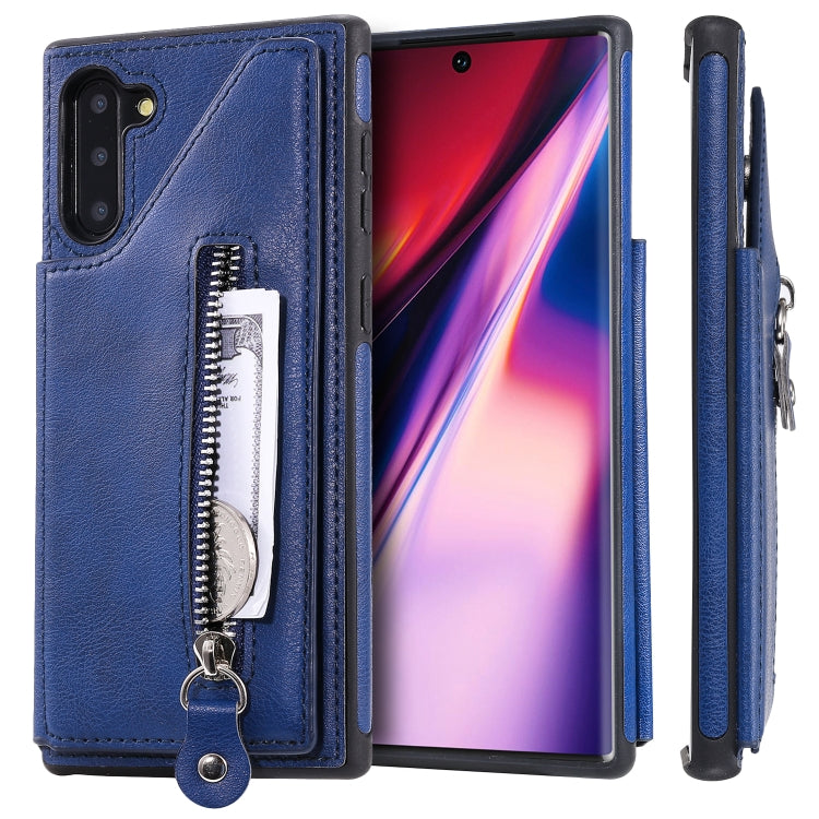For Galaxy Note 10 Solid Color Double Buckle Zipper Shockproof Protective Case